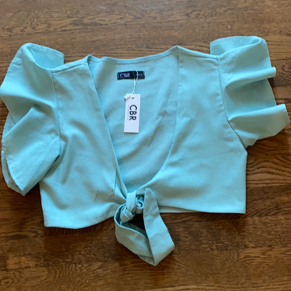 CBR brand light blue linen top
